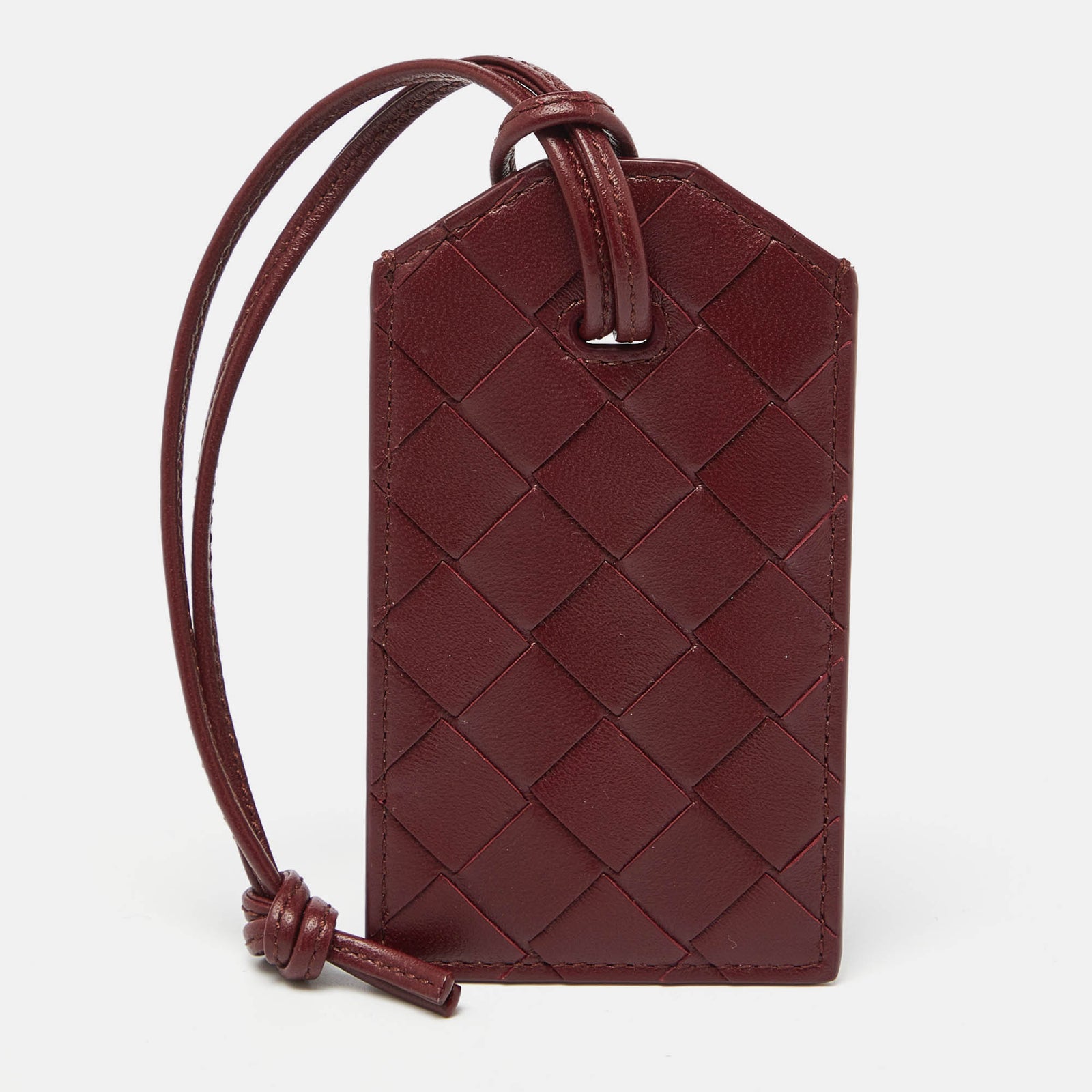 Bottega Veneta Porte-nom en cuir intrecciato marron