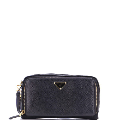 PRADA Double Zip Camera Bag Tessuto and Saffiano Leather Mini
