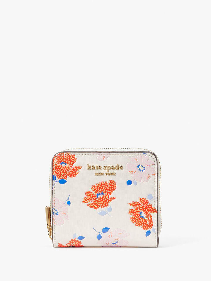 Kate Spade Au Morgan Dotty Floral Embossed Small Compact Wallet