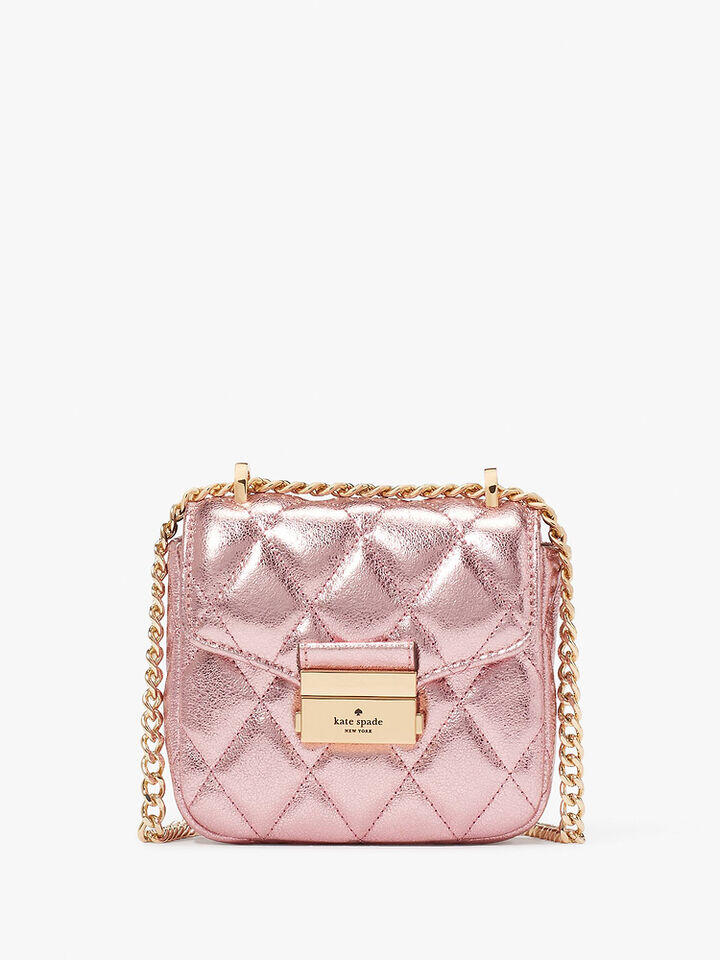 Kate Spade Au Carey Metallic Quilted Leather Micro Flap Crossbody