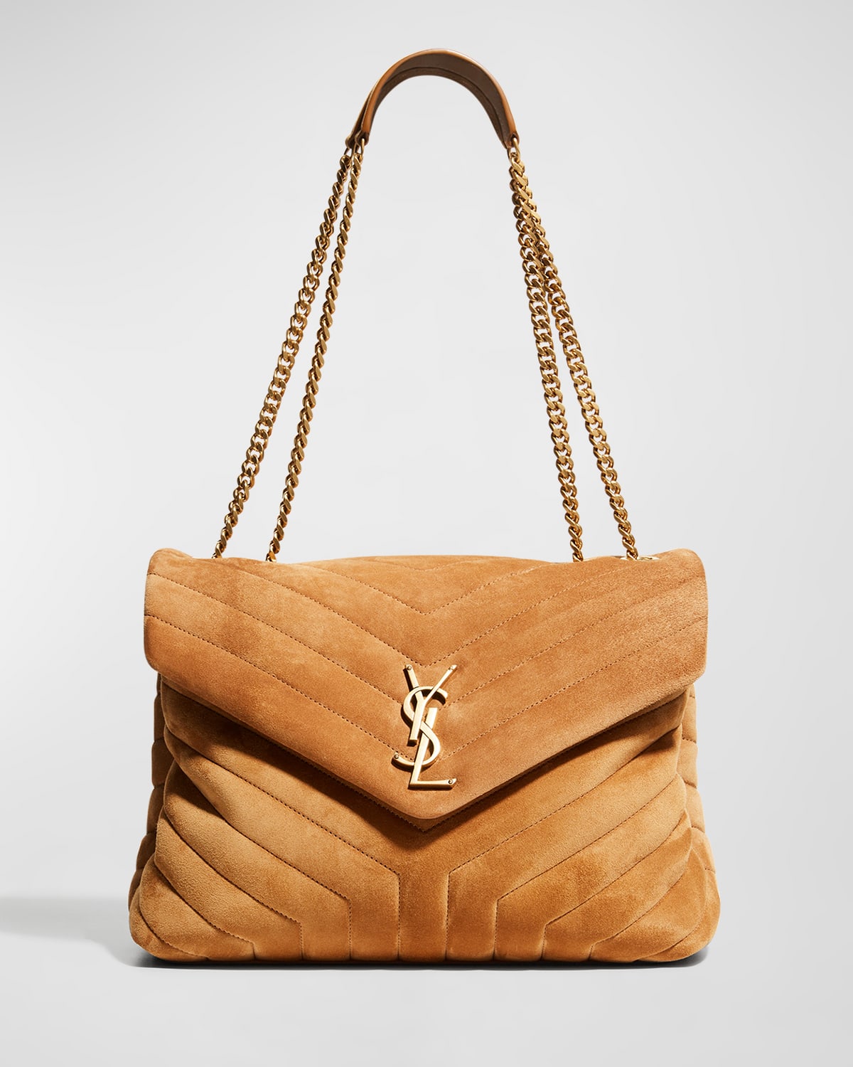 Saint Laurent Loulou Medium YSL Shoulder Bag in Quilted Suede