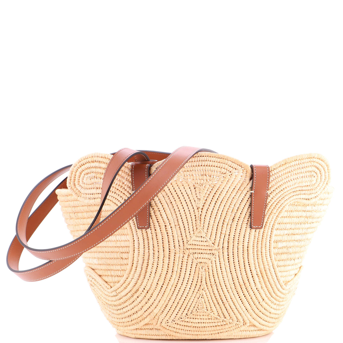 Celine CELINE Triomphe Basket Shoulder Bag Braided Raffia and Leather Small