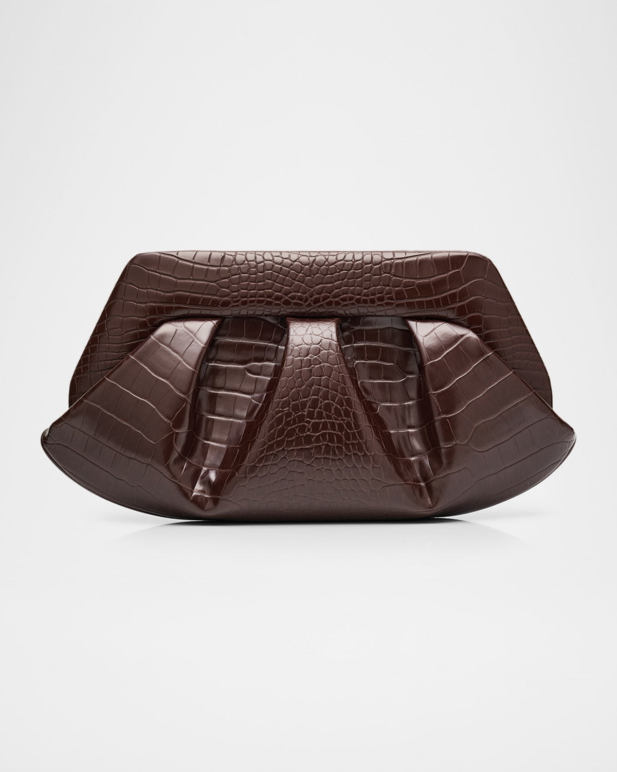 Boss Emera Pleated Croc-Embossed Vegan Leather Clutch Bag