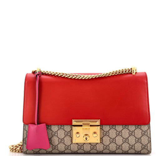 GUCCI Padlock Shoulder Bag GG Coated Canvas and Leather Medium