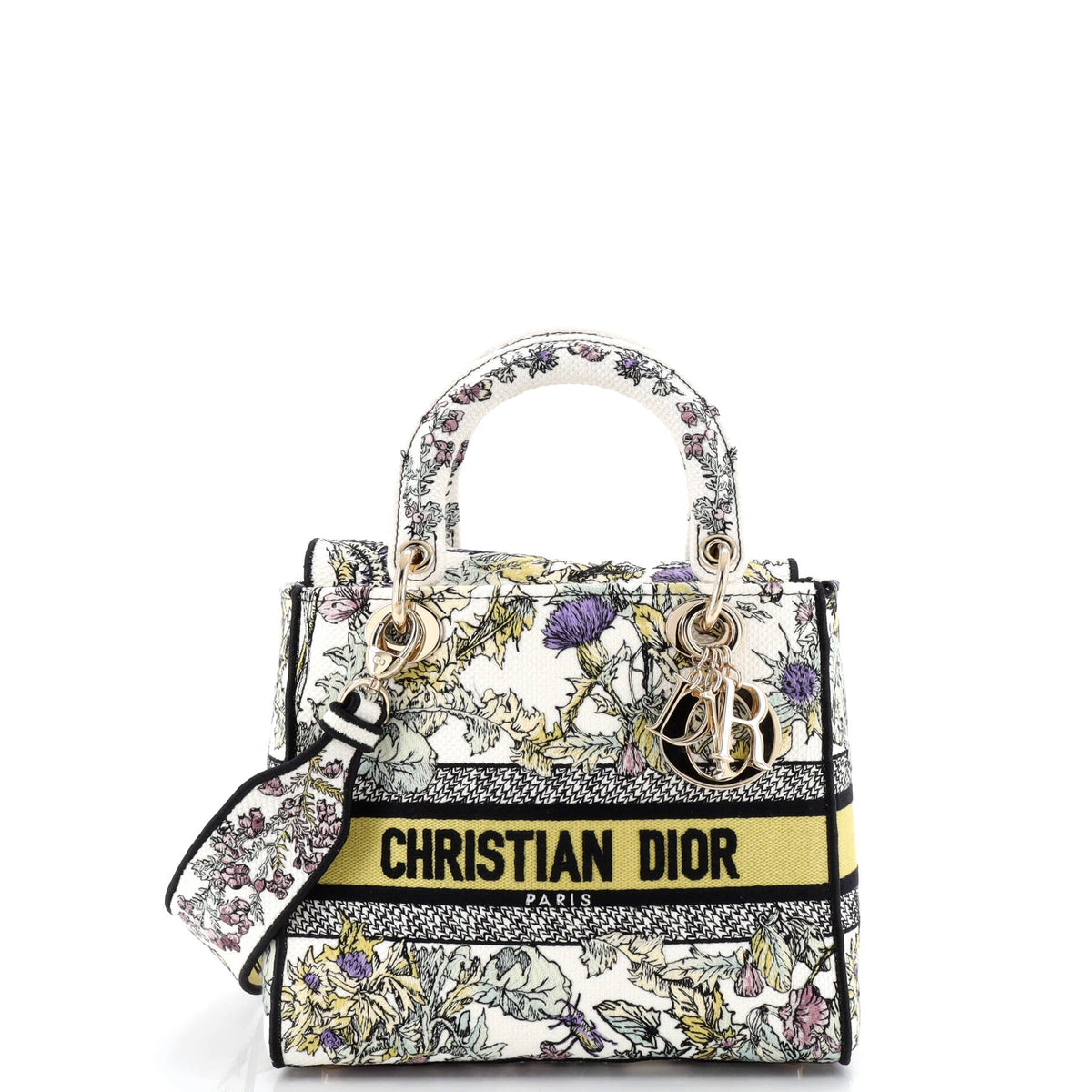 Christian Dior Lady D-Lite Bag Embroidered Canvas Medium