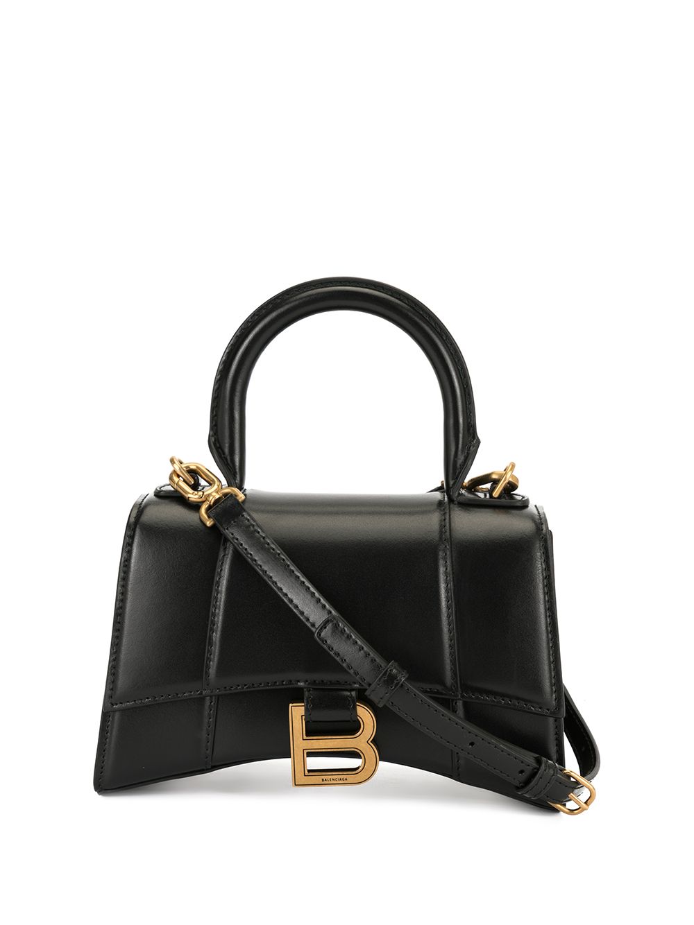 Balenciaga Women's Hourglass Xs Leather Handbag in Black | Size UNI | 5928331QJ4M1000