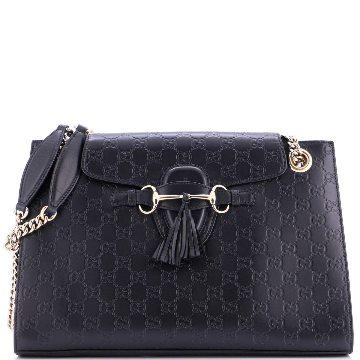 Gucci GUCCI Emily Chain Flap Shoulder Bag Guccissima Leather Large