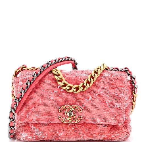 CHANEL 19 Flap Bag Quilted Sequins Medium
