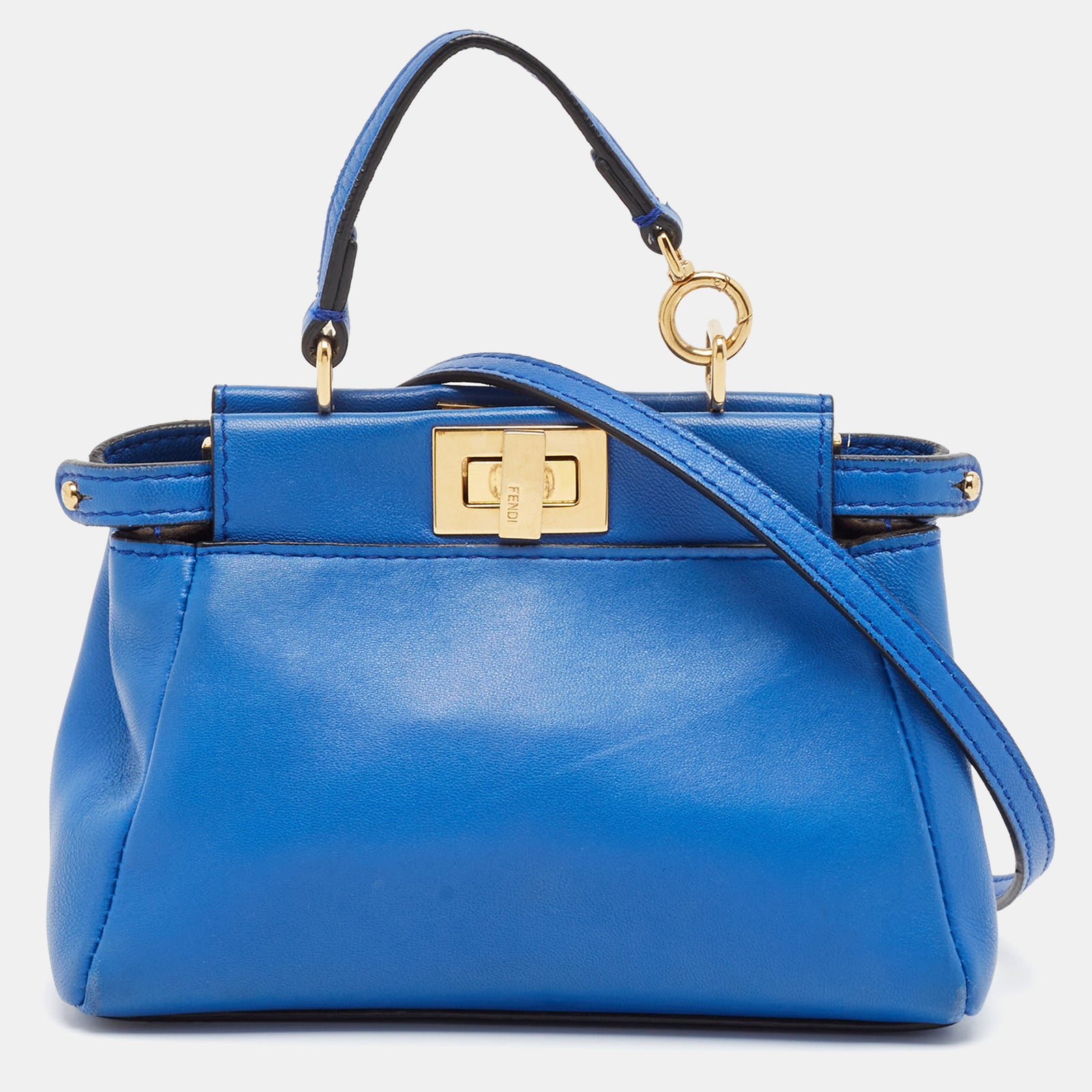 Fendi Blue Leather Micro Peekaboo Crossbody Bag