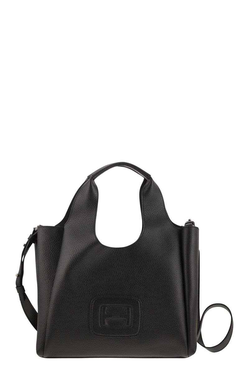 Hogan Women's Shopping Small H-Bag in Black | KBW01M30200QVD