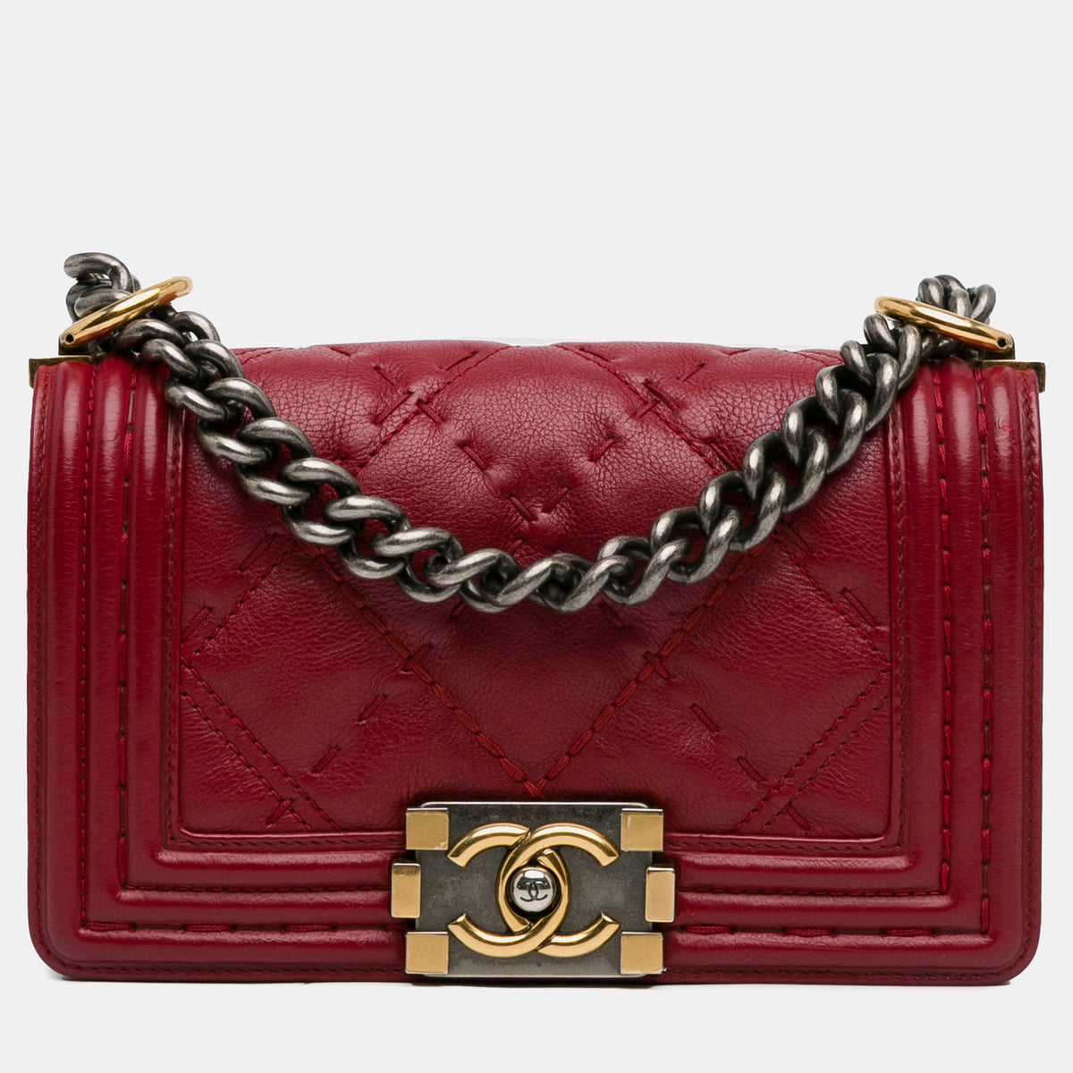 Chanel Small Grained Calfskin Boy Double Stitch Flap