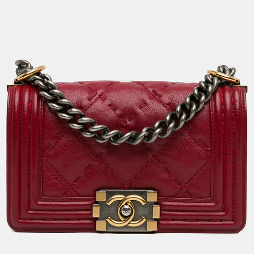 Small Grained Calfskin Boy Double Stitch Flap