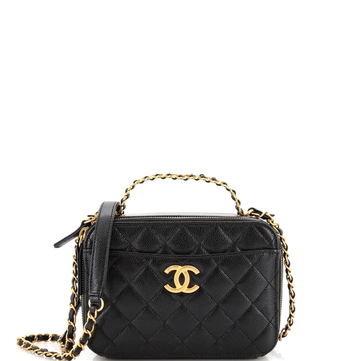 Chanel CHANEL Pick Me Up Logo Handle Vanity Case Quilted Caviar Small