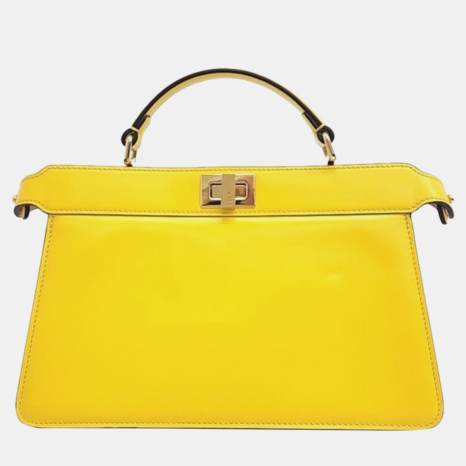 Fendi Yellow Leather Peekaboo I See You Tote Handbag