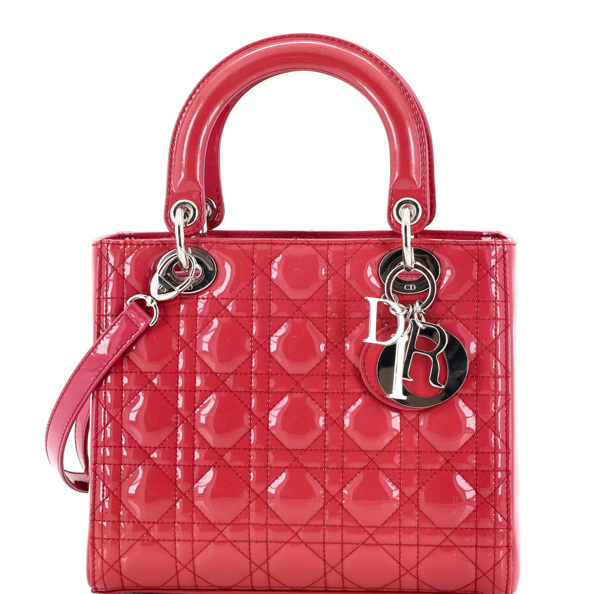 Christian Dior Lady Dior Bag Cannage Quilt Patent Medium