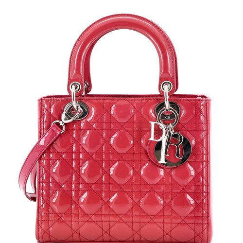 Lady Dior Bag Cannage Quilt Patent Medium