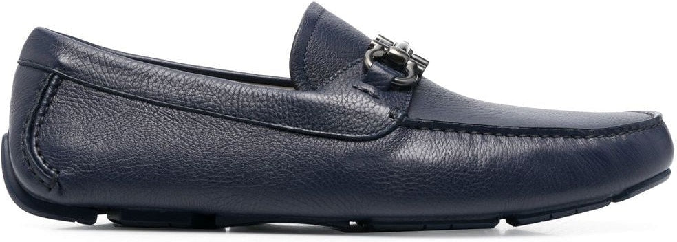 Ferragamo Men's Gancini Leather Drivers in Blue | Size 7 | 02C398