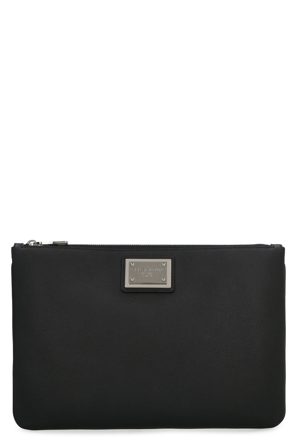 Dolce & Gabbana Men's Logo Detail Flat Leather Pouch in Black | BM2248AD447 Color 8B956