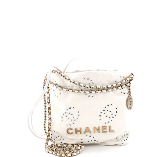 CHANEL 22 Chain Hobo CC Eyelet Embroidered Calfskin Mini