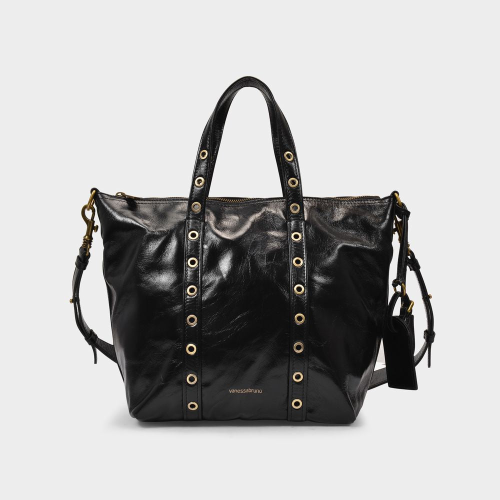 Vanessa Bruno Women's Zippy Pm Bag In Cracked Leather in Black | 1EVD43 Color V40438 Color 999
