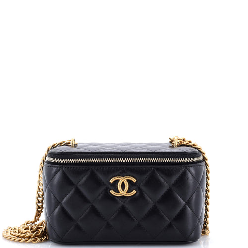 CHANEL All Slide Long Vanity Case with Chain Quilted Lambskin Small