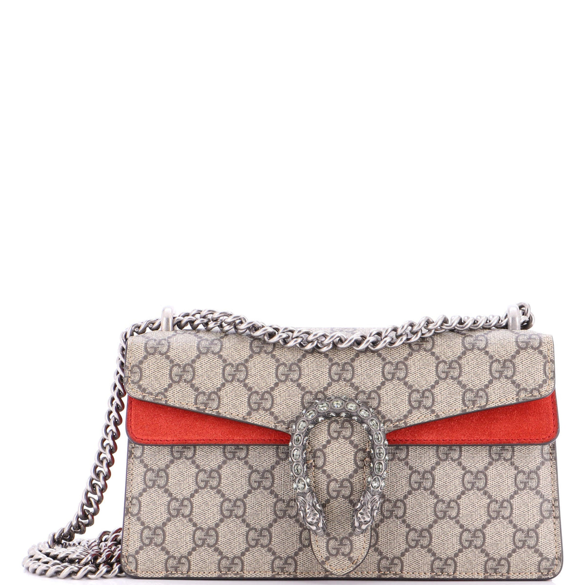 Gucci GUCCI Dionysus Bag GG Coated Canvas with Crystal Embellished Metal Small