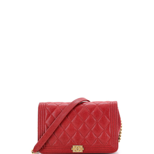 CHANEL Boy Wallet on Chain Quilted Caviar