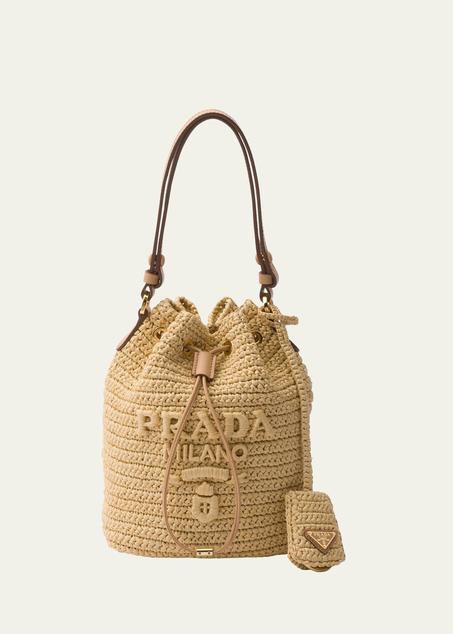 Prada Logo Crochet Bucket Bag