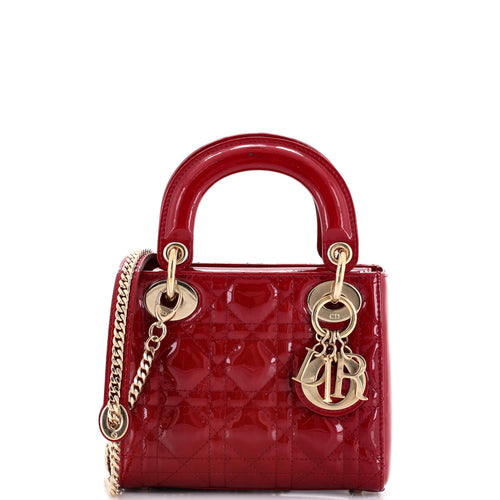 Lady Dior Chain Bag Cannage Quilt Patent Mini