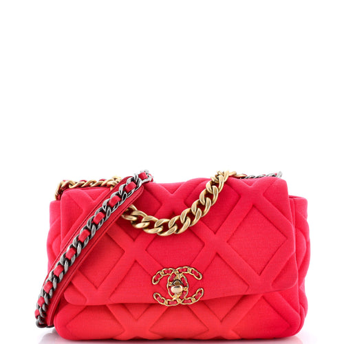 CHANEL 19 Flap Bag Quilted Jersey Medium