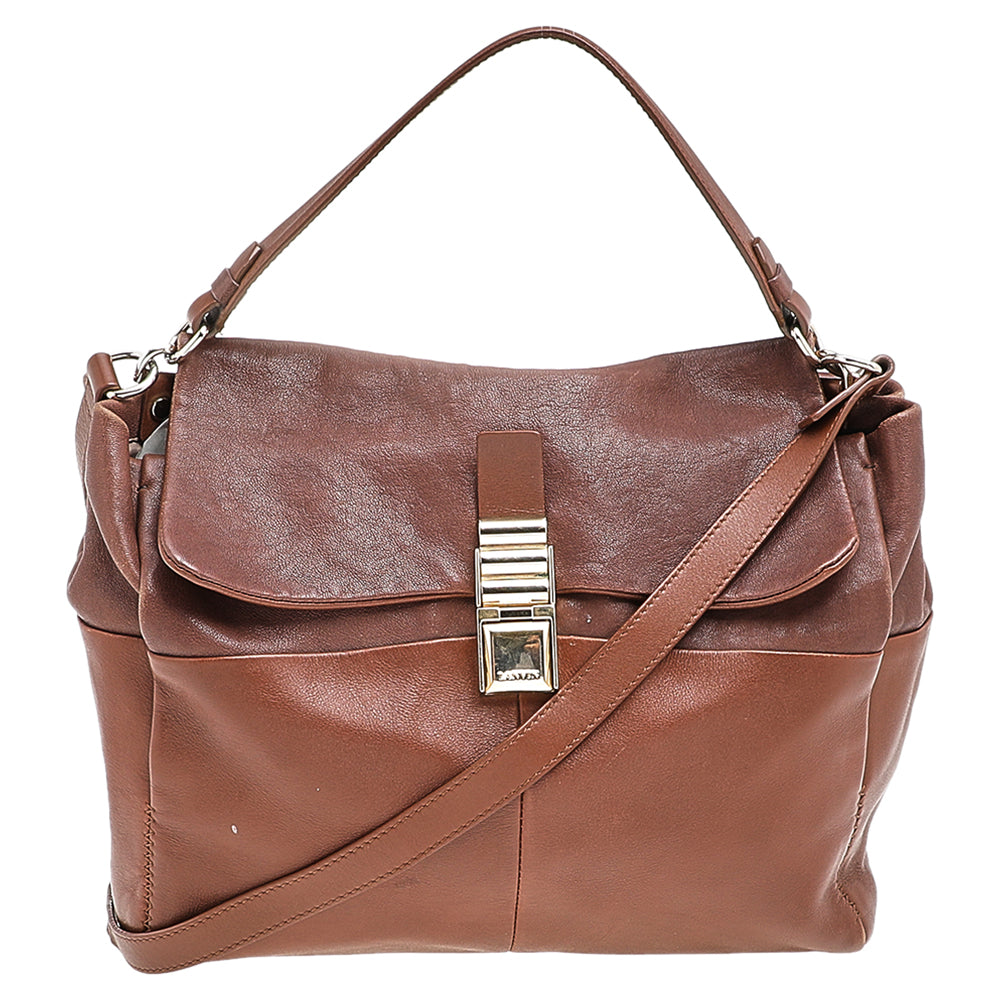 Lanvin Brown Leather Flap Shoulder Bag