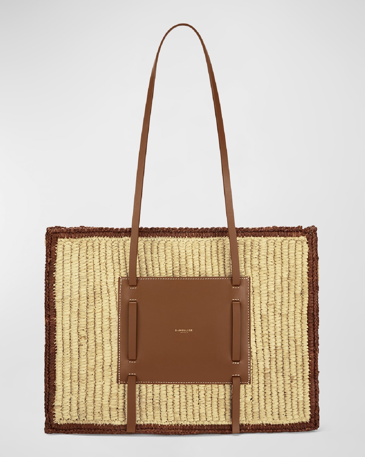 Demellier Capri Raffia & Leather Tote Bag