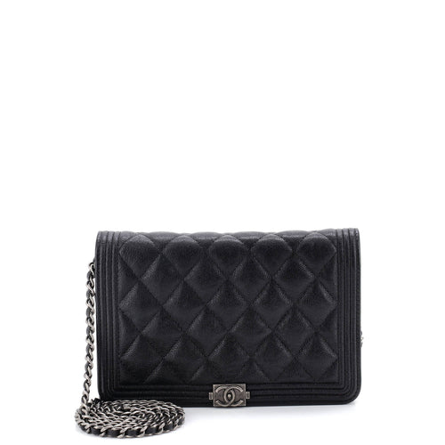 CHANEL Boy Wallet on Chain Quilted Caviar