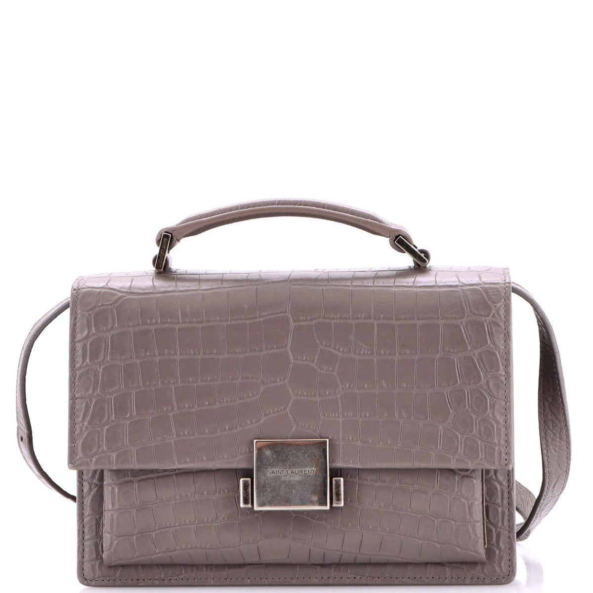 Saint Laurent Bellechasse Satchel Crocodile Embossed Leather Medium