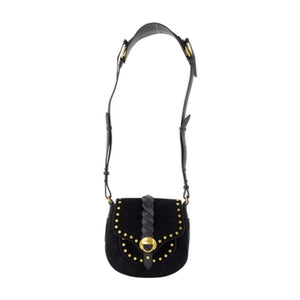 Isabel Marant Bayia Shoulder Studded Calfskin Crossbody Bag - Black