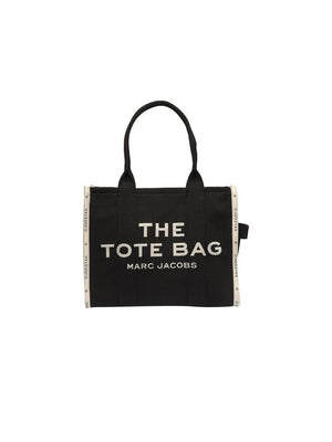 Marc Jacobs Tote Bag Logo - Embroidered Fabric - Black