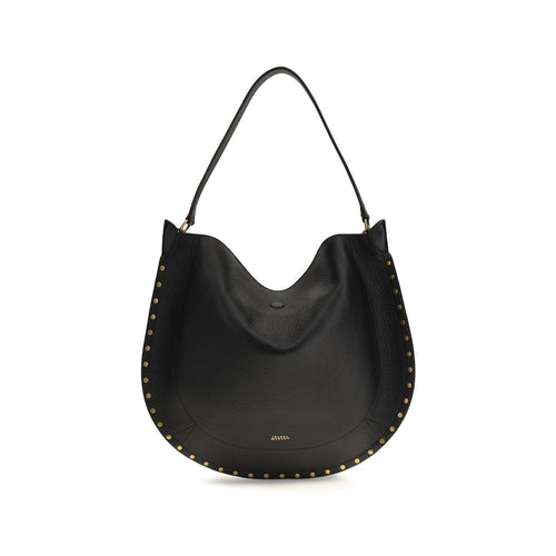 Isabel Marant Bayia Shoulder Studded Calfskin Shoulder Bag - Black