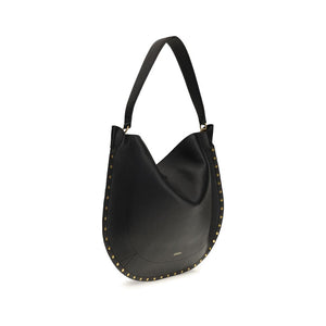 Isabel Marant Bayia Shoulder Studded Calfskin Shoulder Bag - Black