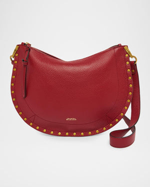 Isabel Marant Oskan Studded Grainy Leather Shoulder Bag