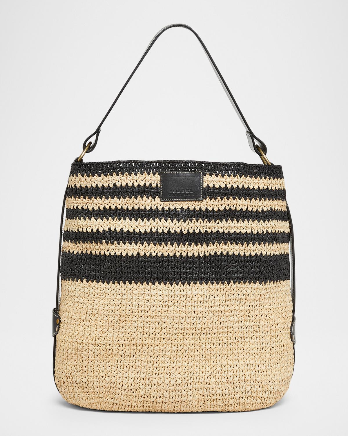 Isabel Marant Isabel Marant Bayia Bayia Striped Raffia Bucket Bag