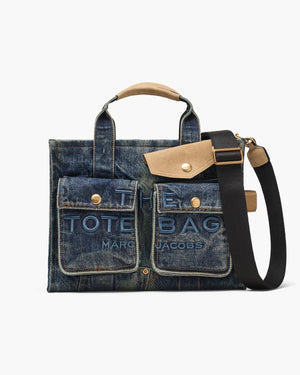Marc Jacobs Cargo Tote Medium The Denim Suede Medium Cargo Tote Bag in Dark Wash Indigo