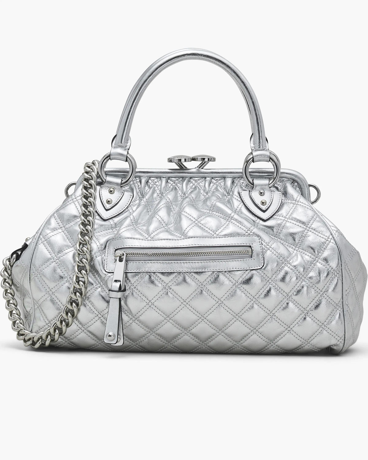 Marc Jacobs Marc Jacobs Re - Edition Quilted Metallic Leather Stam Bag in Silver