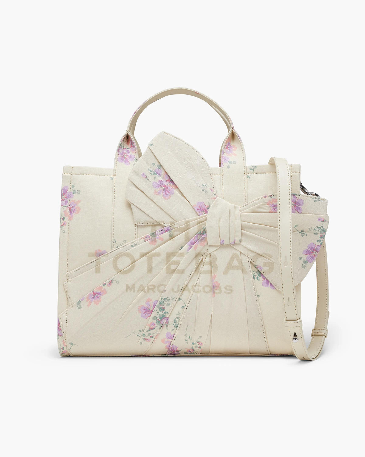 Marc Jacobs Marc Jacobs Tote Bag Medium Medium Tote Bag In Antique Floral Canvas With Oversized Bow in Cream Multi