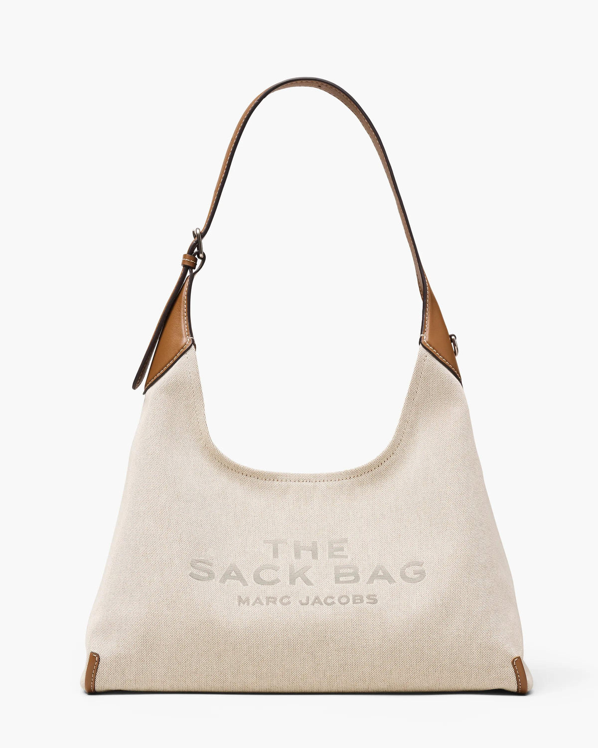 Marc Jacobs Marc Jacobs Belted Sack The Leather - Trim Canvas Bag in Beige/Argan Oil