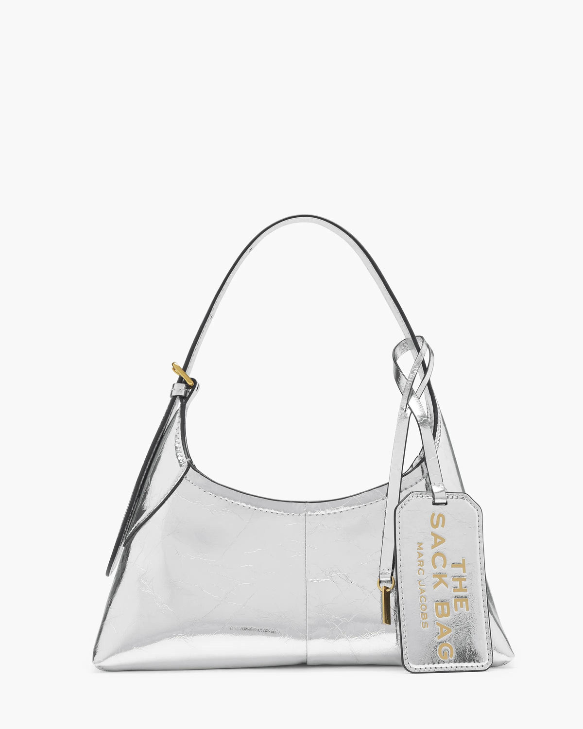 Marc Jacobs Marc Jacobs Belted Sack Small Small Belted Sack In Metallic Crinkle Leather Bag in Silver