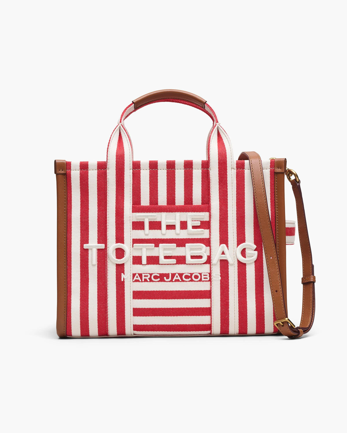 Marc Jacobs Marc Jacobs Tote Bag Medium The Stripe Canvas Medium Tote Bag in True Red Multi