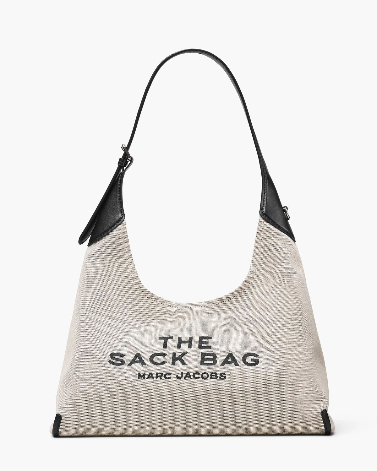Marc Jacobs Marc Jacobs Belted Sack The Leather - Trim Canvas Bag in Ivory/Black