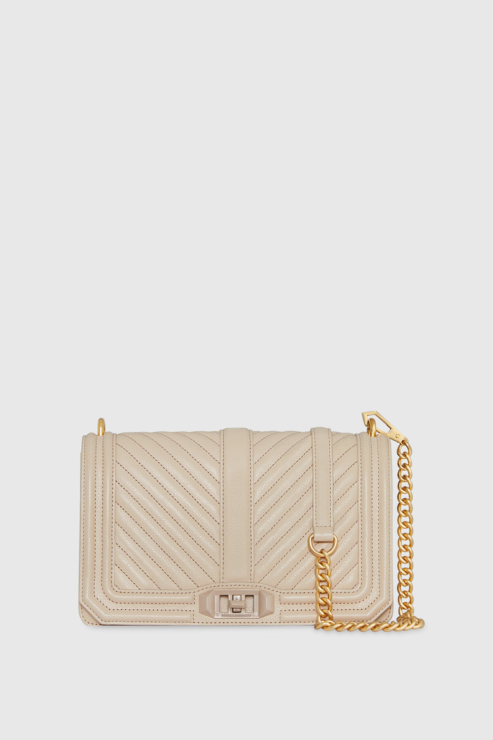 Rebecca Minkoff Chevron Quilted Love Crossbody Bag In Stone