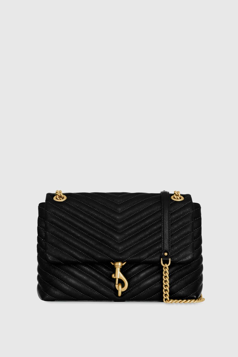 Rebecca Minkoff Edie Flap Shoulder Bag In Black/Antique Brass