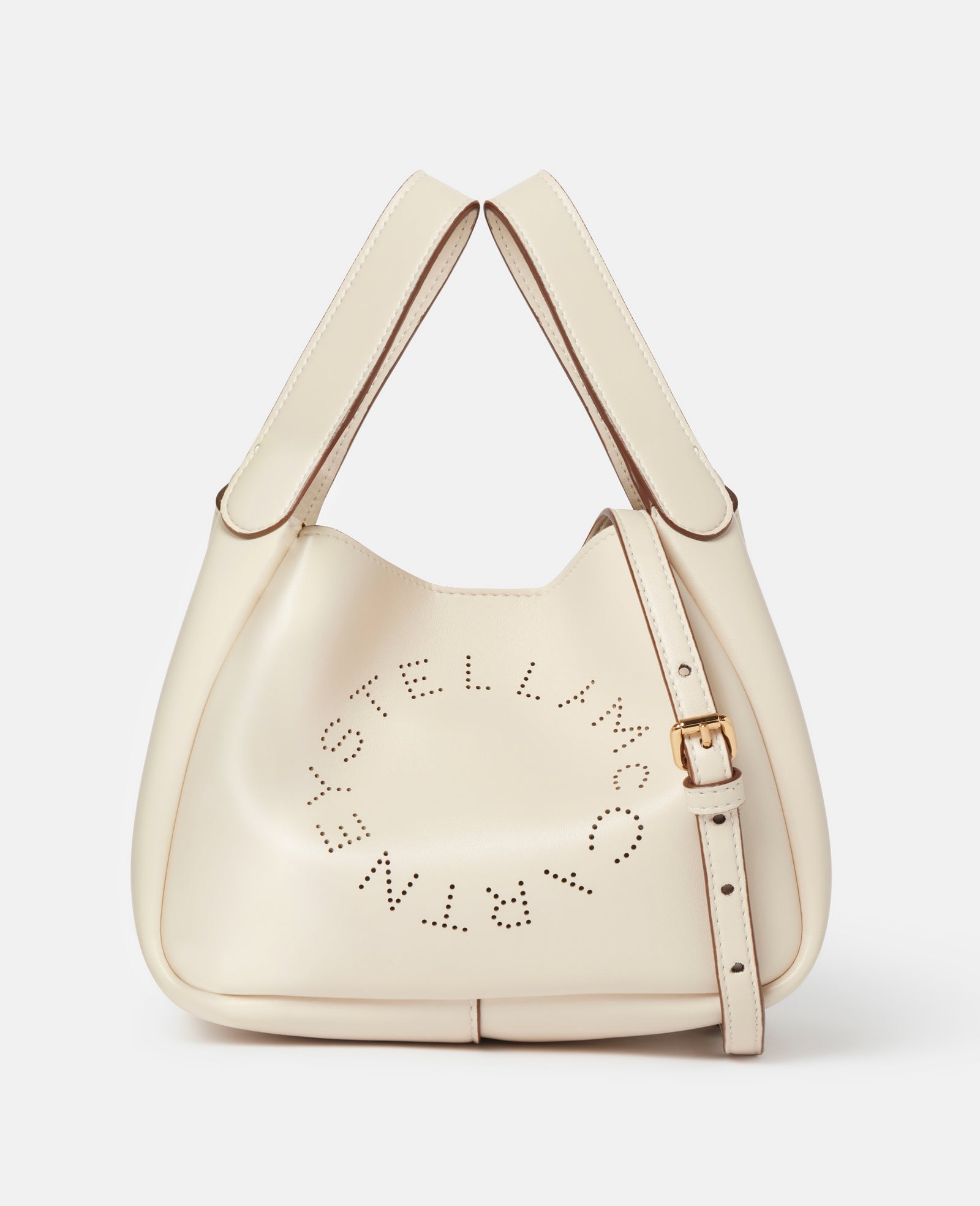 Stella Mccartney - Sac bandoulière à double poignée avec logo, femme, blanc magnolia